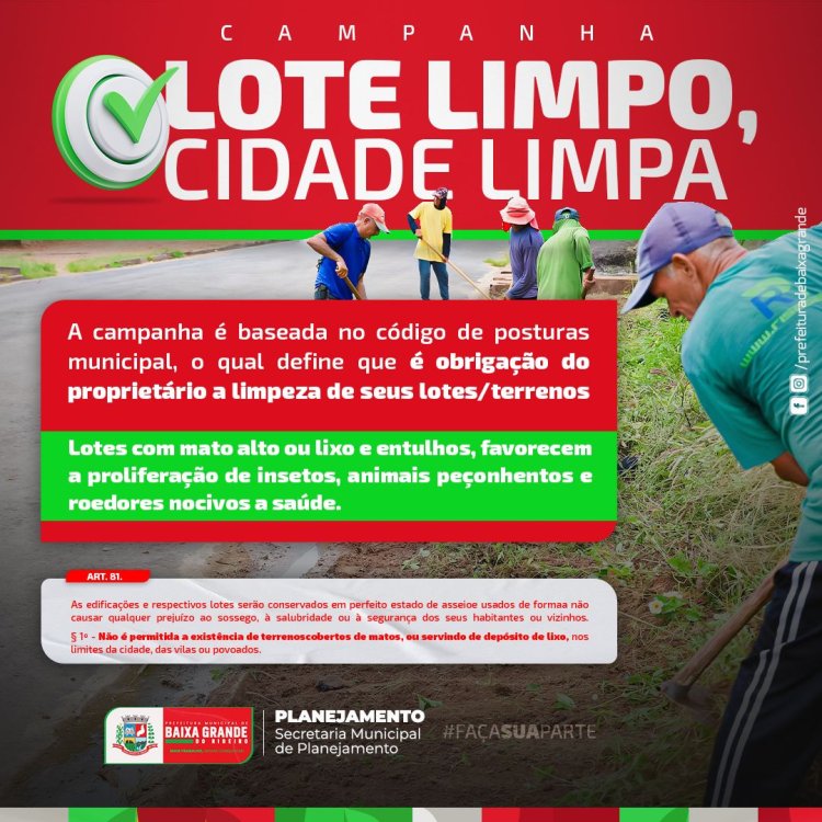Campanha Lote limpo, Cidade limpa em Baixa Grande do Ribeiro