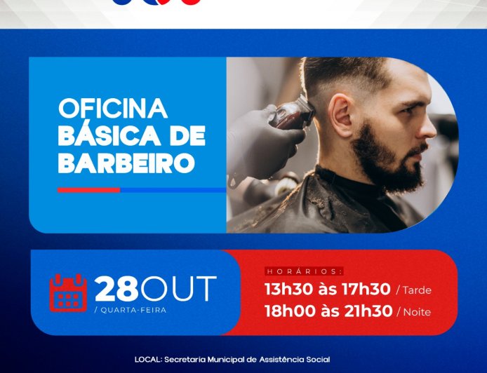INSCRIÇÕES ABERTAS | OFICINA BÁSICA DE BARBEIRO