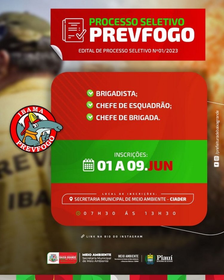 Eventos Prefeitura lança Processo Seletivo para o PREVFOGO