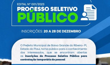 Prefeitura abre Processo Seletivo para os cargos de Professor, Monitor Escolar e Aux. de Serviços Gerais