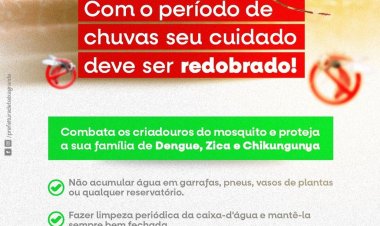 Prefeitura alerta para os cuidados com a Dengue durante o período de chuvas no município