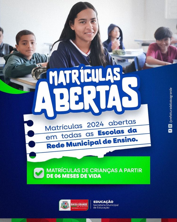 Secretaria Municipal de Educação abriu vagas em todas as escolas da rede municipal de ensino