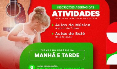 Secretaria Municipal de Cultura abre vagas para Aulas de Música e Balé