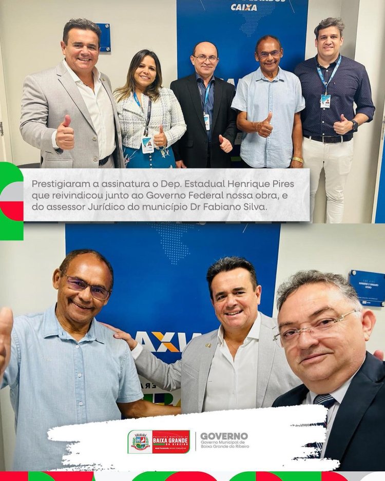 O Governo Municipal de Baixa Grande do Ribeiro assina convênio com a Caixa Econômica no valor de R$ 4.785.919,00