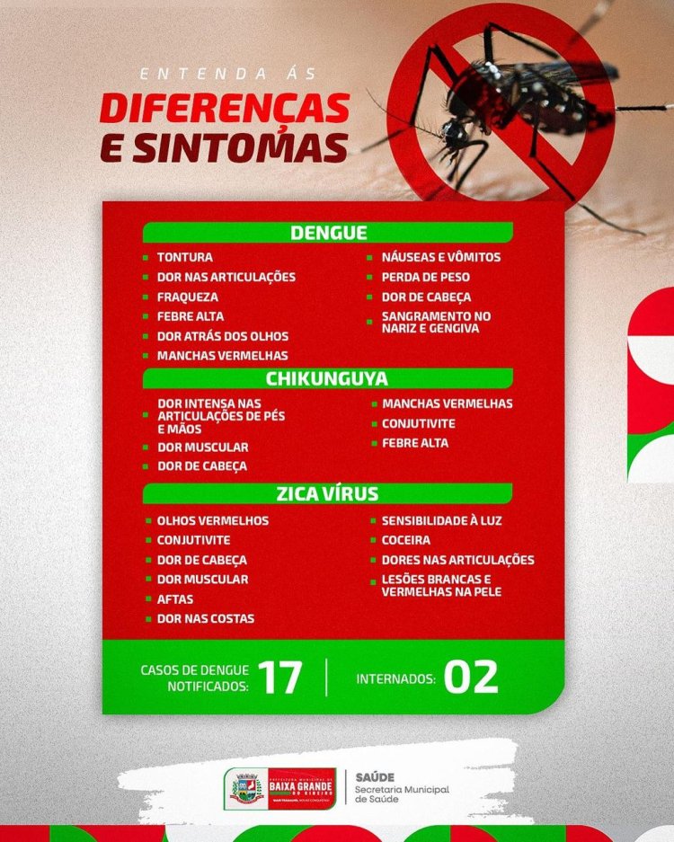 Governo Municipal de Baixa Grande do Ribeiro, emite Informativo há população sobre os sintomas da Dengue