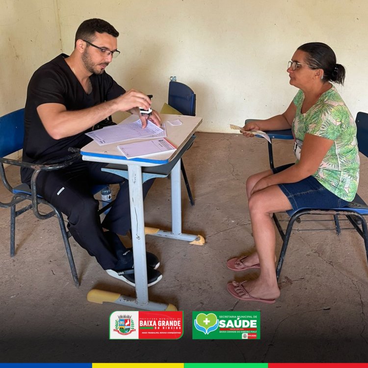 Secretaria Municipal de Saúde leva atendimento a localidades da zona rural do município de Baixa Grande do Ribeiro.