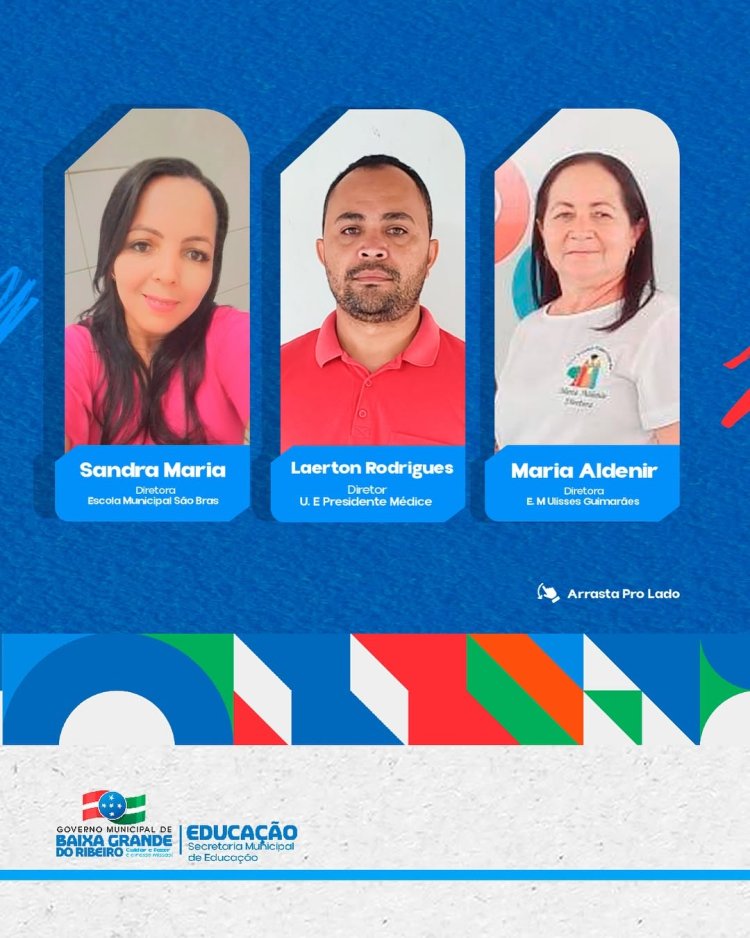 SECRETARIA MUNICIPAL DE EDUCAÇÃO APRESENTA O NOVO QUADRO DE DIRETORES DE ESCOLAS  DA REDE MUNICIPAL DE ENSINO.