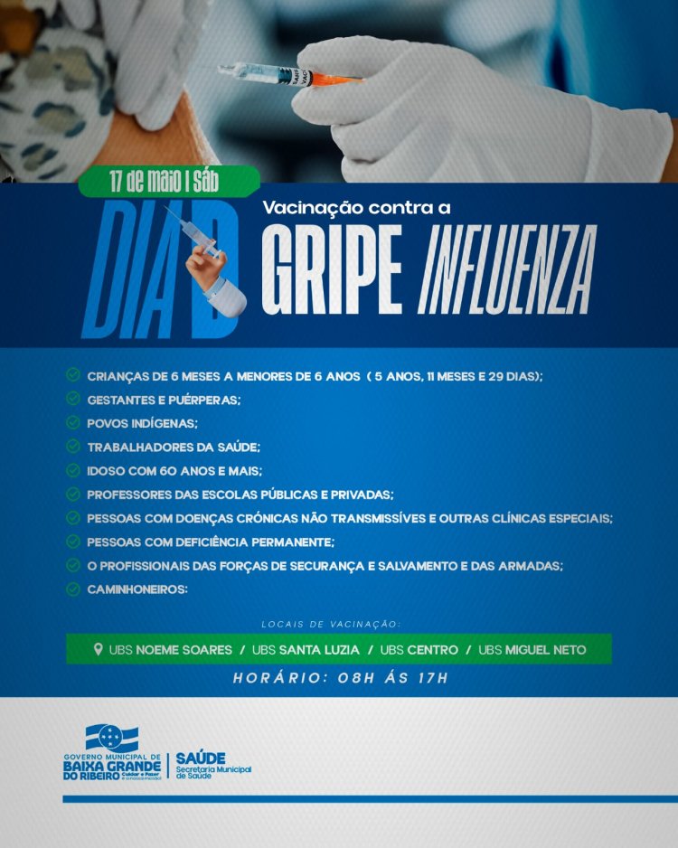 Dia D de Vacinação Contra a Gripe Influenza - 17 de Maio
